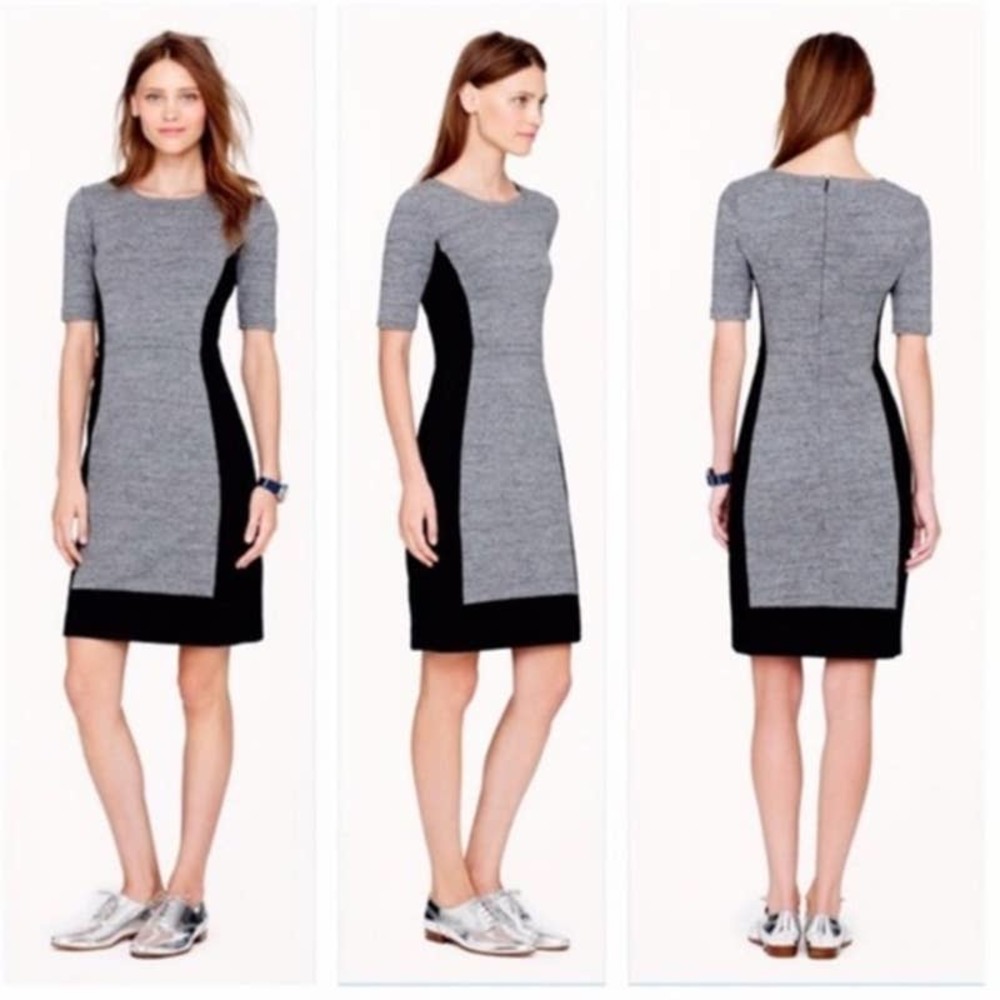J. Crew Color Block Short Sleeve Career Knee Length Dress Gray Black Size 0